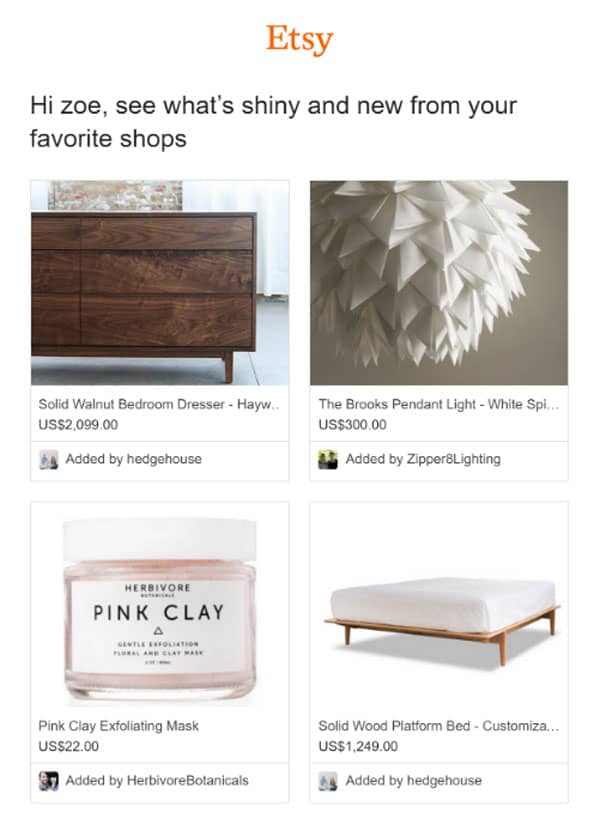 Etsy email
